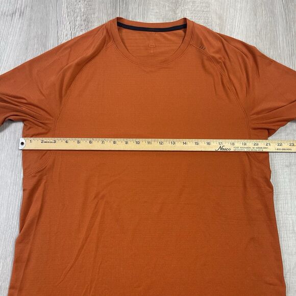 Lululemon Drysense Shirt Mens Large Orange Short Sleeve Mesh Better Each Day J - Picture 7 of 8